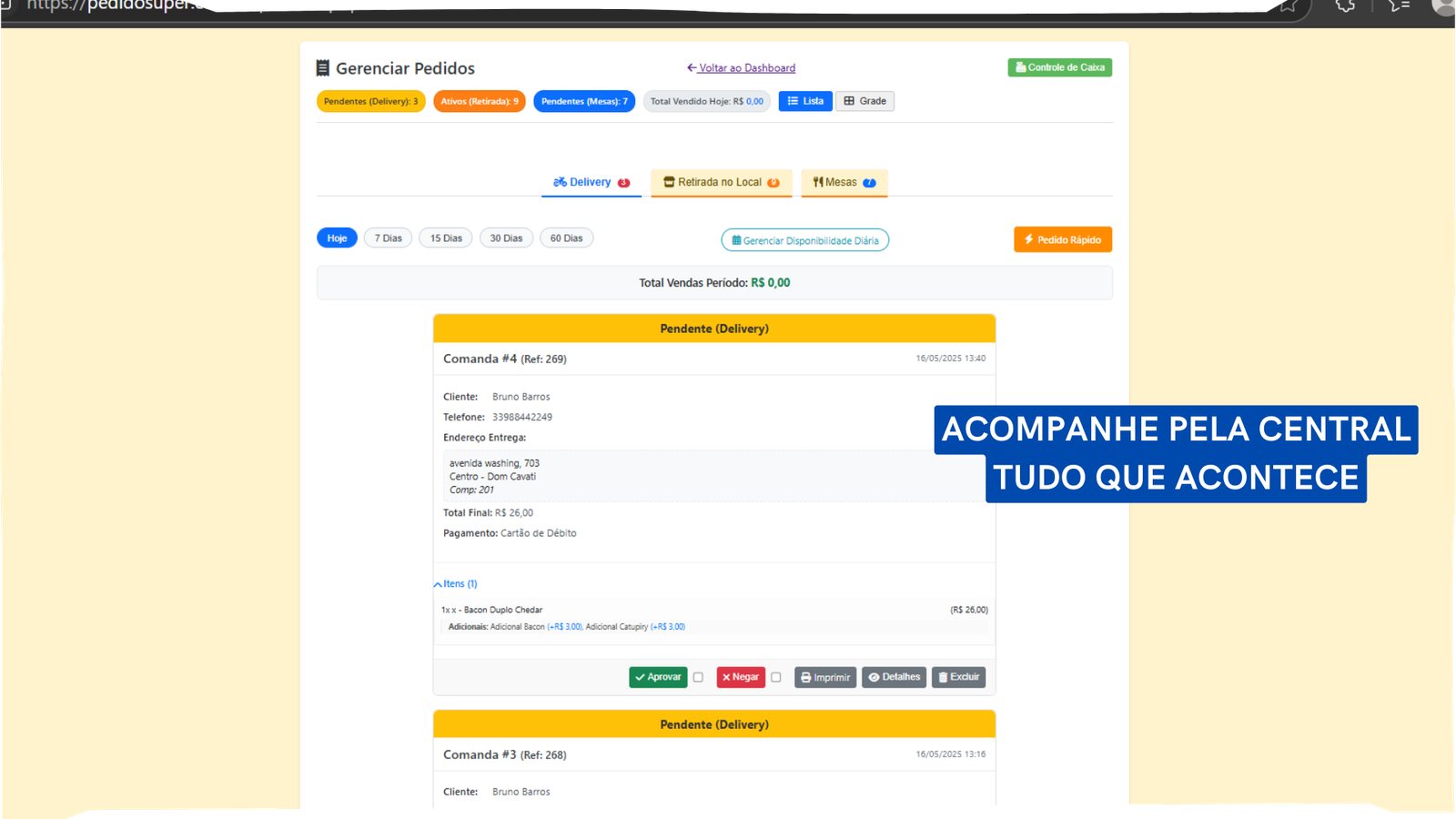 Gerenciamento de Pedidos - Lista